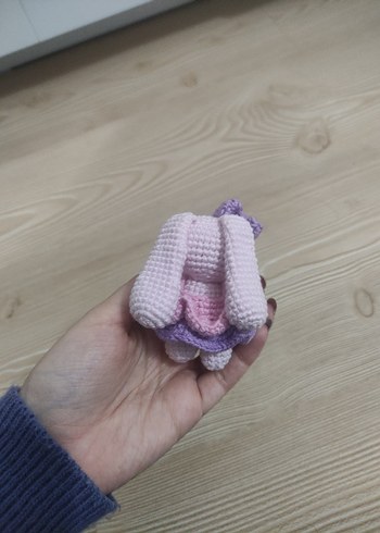 Pastel Pembe El Örgüsü Peluş Oyuncak anahtarlık - Görsel 3