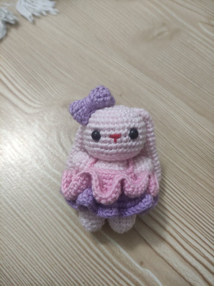 Pastel Pembe El Örgüsü Peluş Oyuncak anahtarlık - Görsel 2