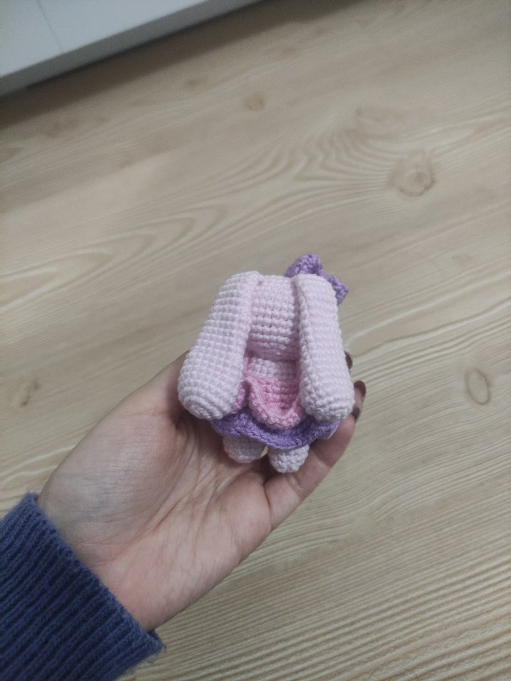 Pastel Pembe El Örgüsü Peluş Oyuncak anahtarlık - Görsel 3