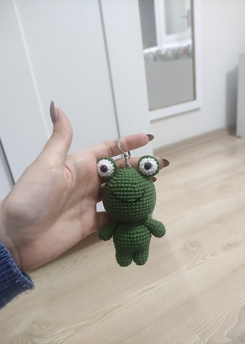 Örgü Yeşil Kurbağa Anahtarlık - Görsel 2