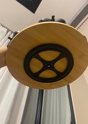 Ahşap Standlı  dönen Siyah Seramik çerezlik kahvaltık - Görsel 4