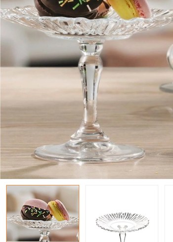 Modern Klasik Cam Ayaklı Tatlı Tabağı - Görsel 3