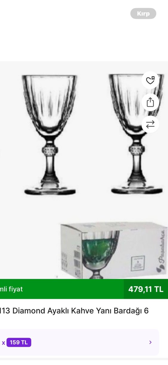 Kahve yanı 6 lı  Görünümlü Beyaz Kadeh Seti - Görsel 2