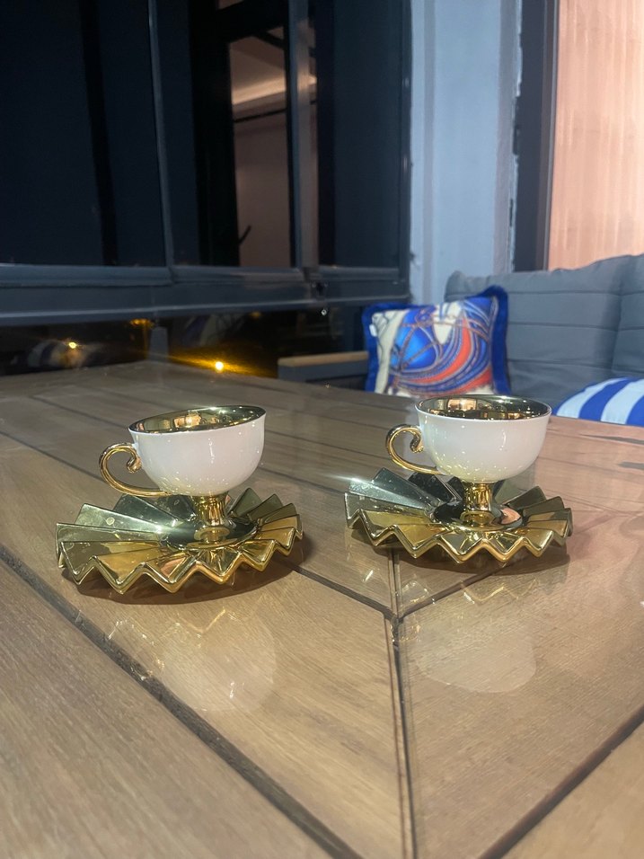 Altın Renkli İkili Kahve Fincanı Seti - Görsel 3