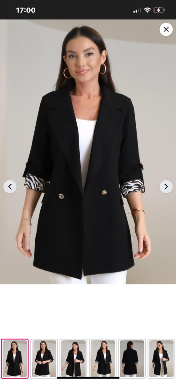 Düğmeli Siyah Zebra Desenli Kadın Blazer - Görsel 3