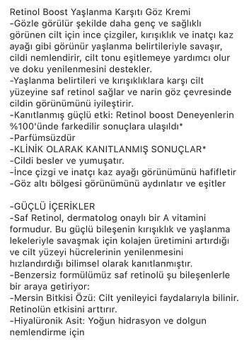  Beden RETİNOL GÖZ KREMİ NEUTROGENA MARKA