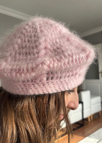 Pembe Örgü Kadın Bere - Görsel 4