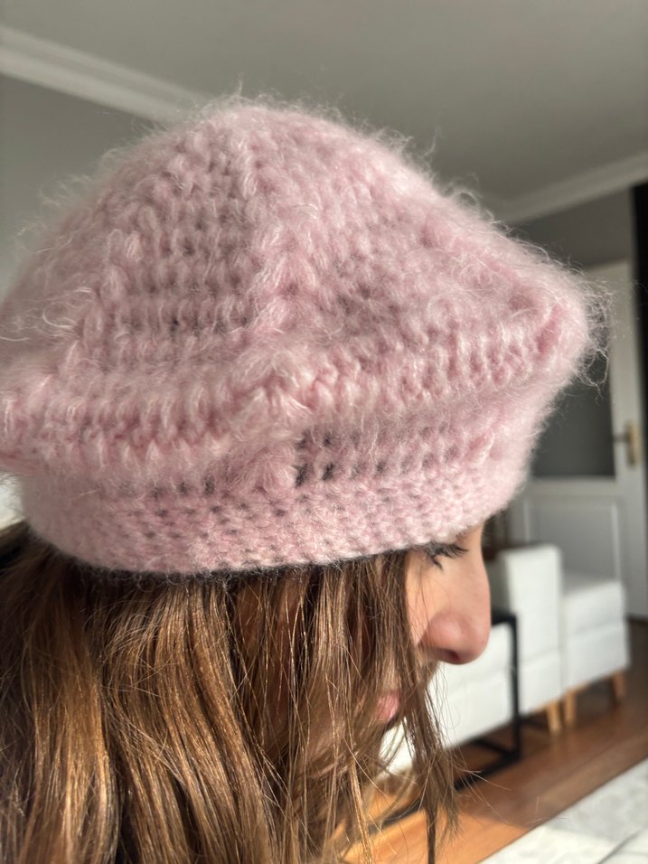 Pembe Örgü Kadın Bere - Görsel 4