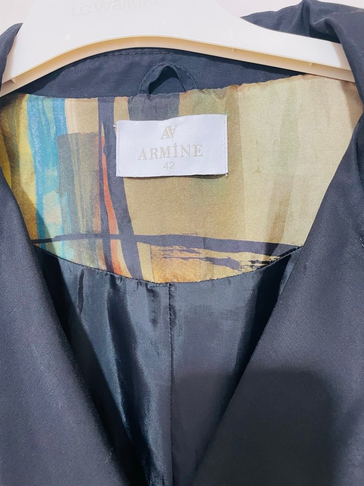 Kadın Lacivert Kuşaklı Uzun Trençkot - Görsel 2