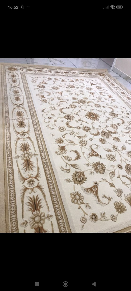 Bej Nakışlı Beyaz Halı - Görsel 4