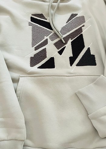 Gri Kapüşonlu Örme Kadın Sweatshirt mavi marka - Görsel 3