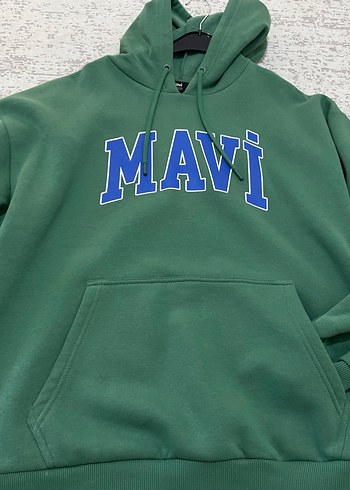 Yeşil Kapüşonlu MAVİ Baskılı Sweatshirt