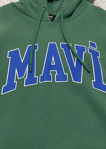 Mavi Yeşil Kapüşonlu MAVİ Baskılı Sweatshirt