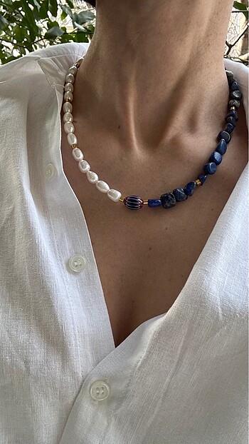 Diğer Doğal inci ve Lapis taşı kolye. Yeni üründür.