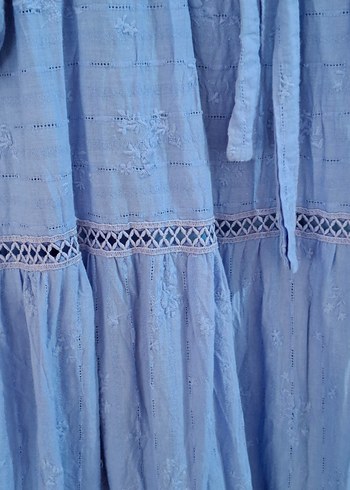 Mavi Uzun Bohem Elbise - Görsel 2