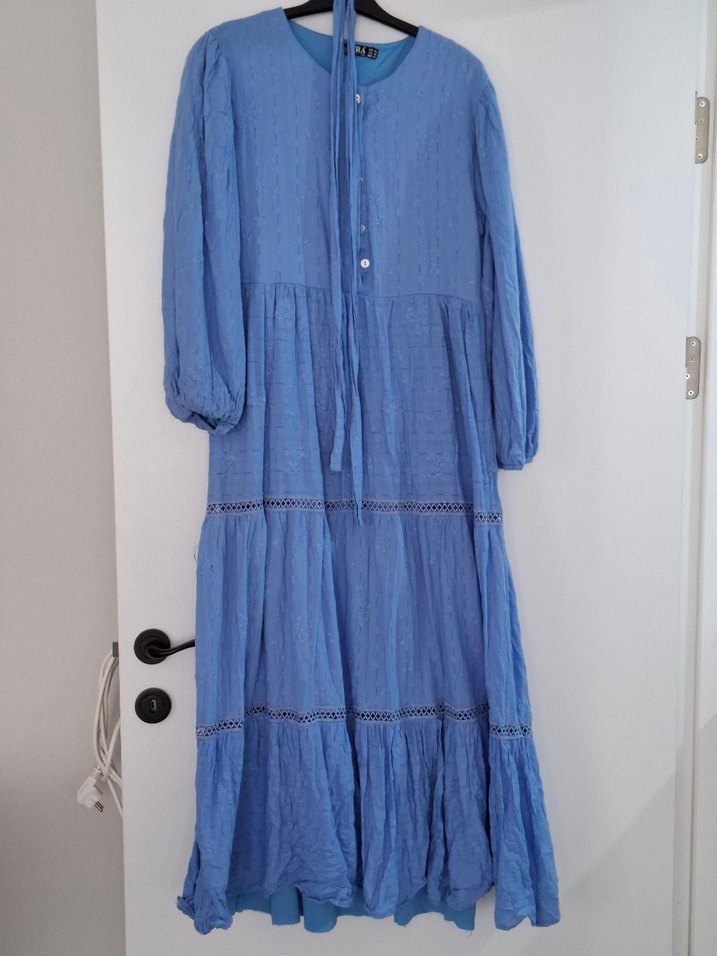 Mavi Uzun Bohem Elbise - Görsel 4