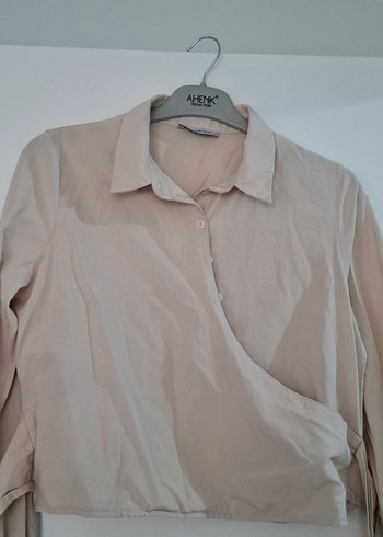 Bej Keten Mini Kadın Gömlek - Görsel 2