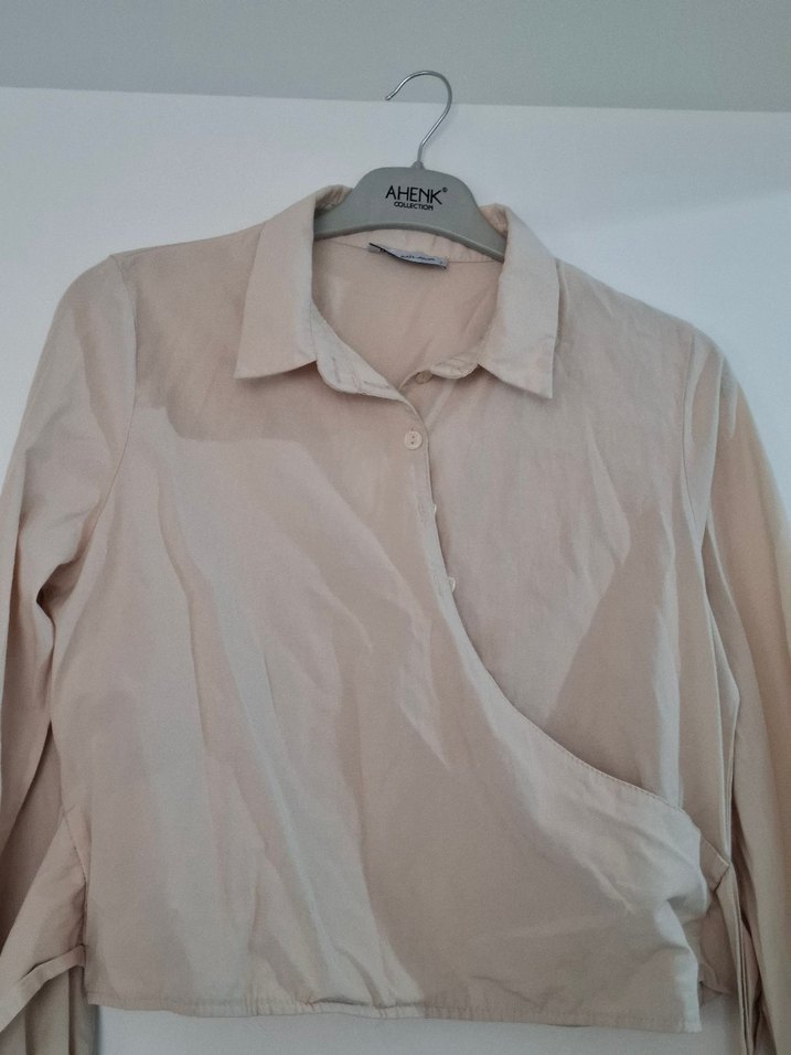 Bej Keten Mini Kadın Gömlek - Görsel 2