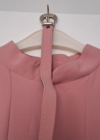 Pembe Uzun Kollu Drapeli Kadın Elbise - Görsel 5