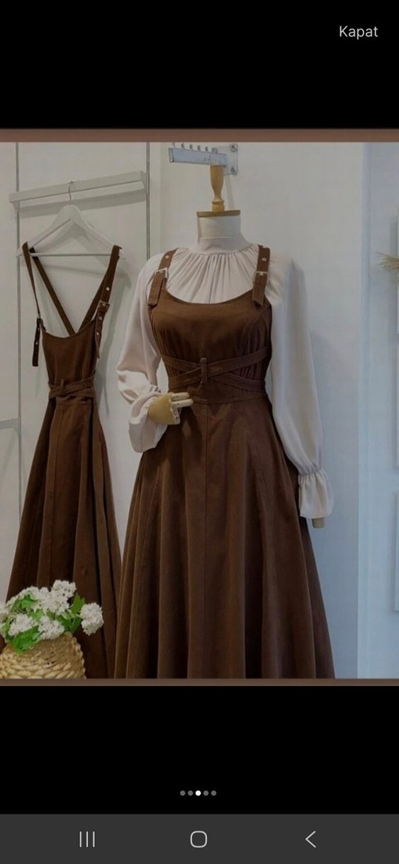 Lacivert Keten Uzun Askılı Elbise - Görsel 2