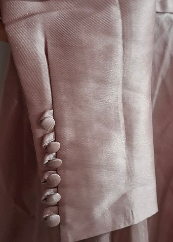 Vintage Pembe Uzun Kollu Uzun Elbise - Görsel 3