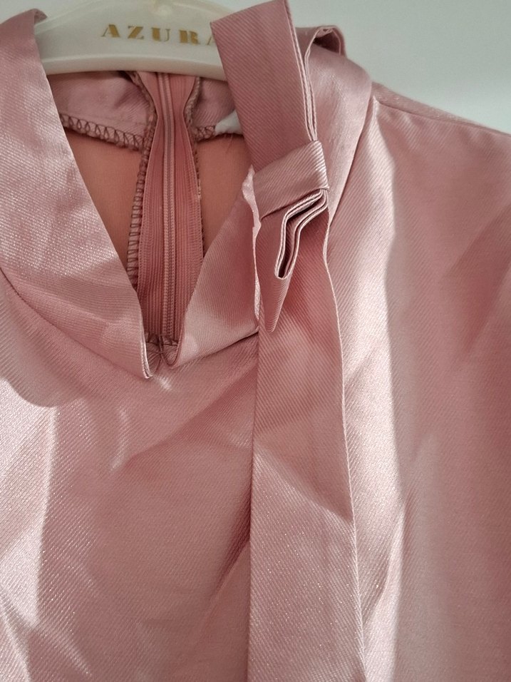 Vintage Pembe Uzun Kollu Uzun Elbise - Görsel 4