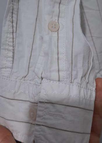 Uzun Kollu Beyaz Erkek Keten Gömlek - Görsel 3