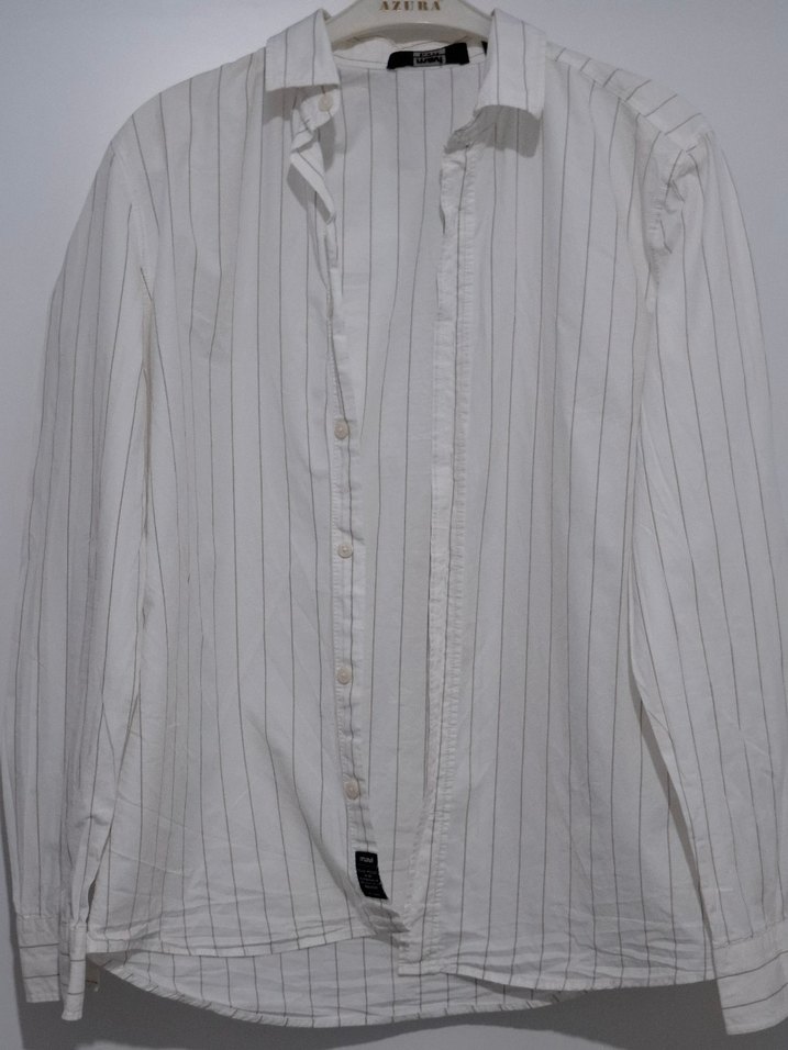 Uzun Kollu Beyaz Erkek Keten Gömlek - Görsel 5