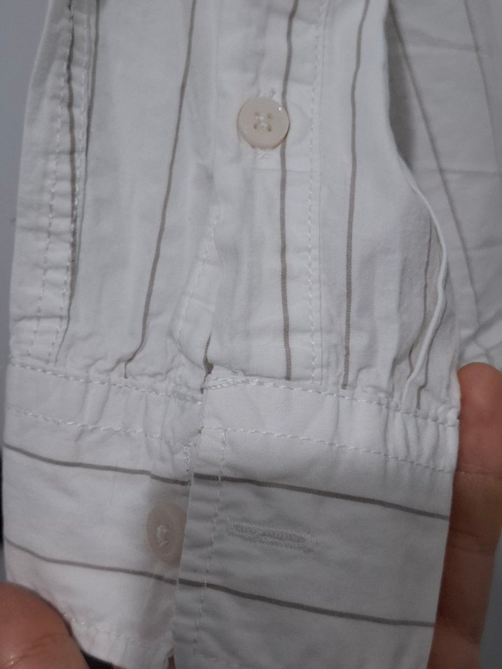 Uzun Kollu Beyaz Erkek Keten Gömlek - Görsel 3