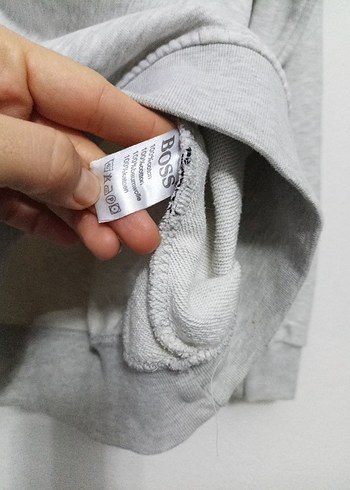 orijinal Gri Hugo Boss Erkek Sweatshirt - Görsel 3