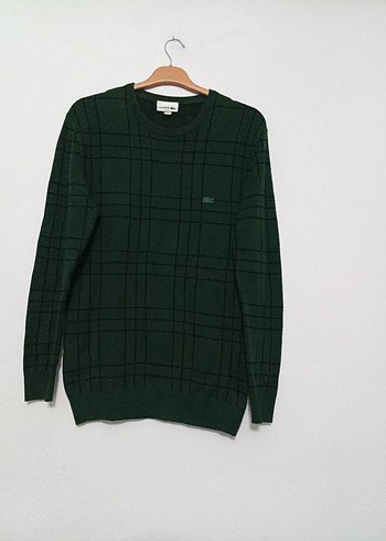 orijinal Lacoste Erkek Yeşil Kareli Triko Sweatshirt - Görsel 2