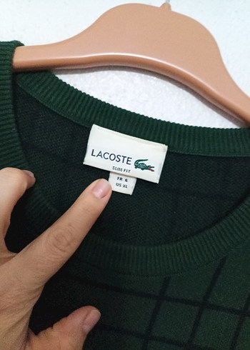 orijinal Lacoste Erkek Yeşil Kareli Triko Sweatshirt - Görsel 4