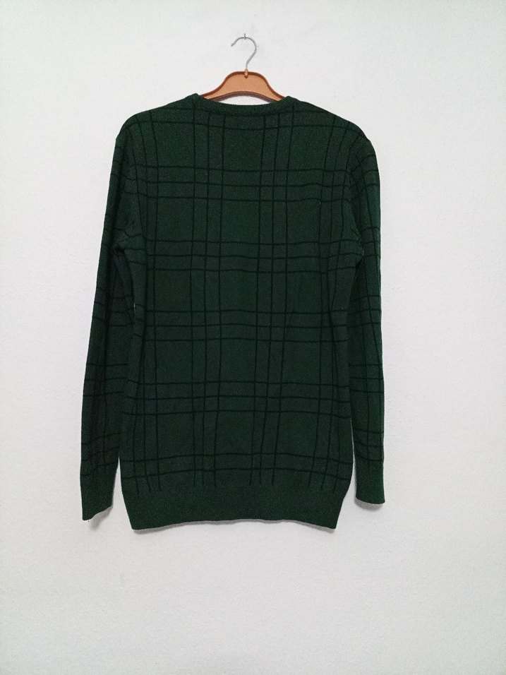 orijinal Lacoste Erkek Yeşil Kareli Triko Sweatshirt - Görsel 3