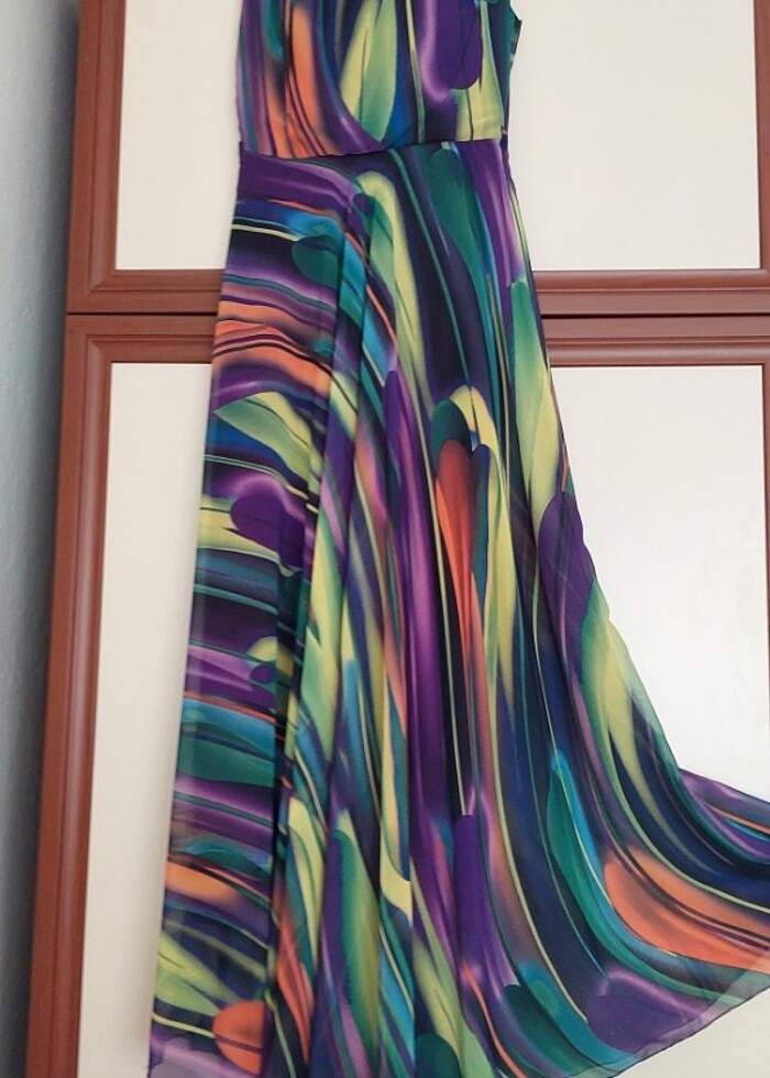 Şifon Elbise 
küpe ve  pazu bilekliği hediyesi - Görsel 3