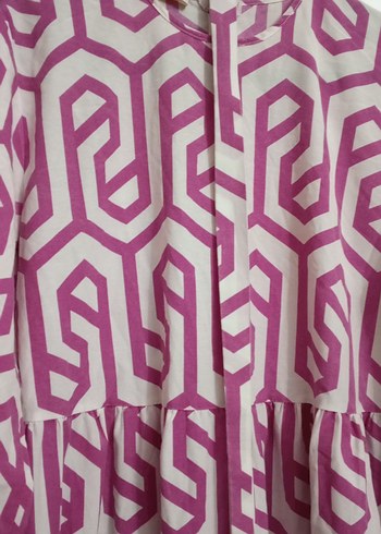 Pembe Desenli Uzun Bohem Elbise - Görsel 5