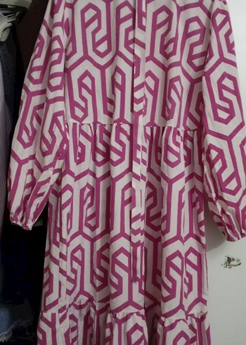 Pembe Desenli Uzun Bohem Elbise - Görsel 4