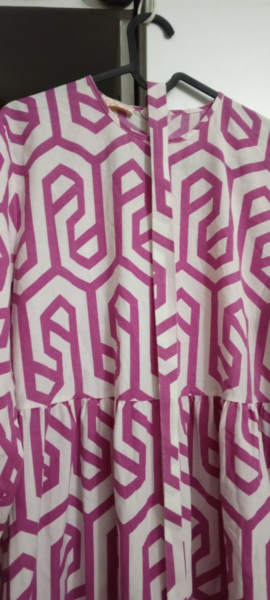 Pembe Desenli Uzun Bohem Elbise - Görsel 5