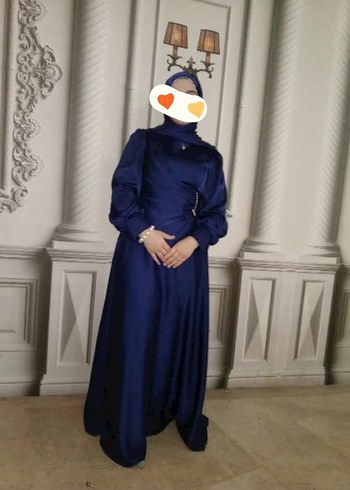 Uzun Kollu Lacivert Gotik Kadın Elbise - Görsel 7