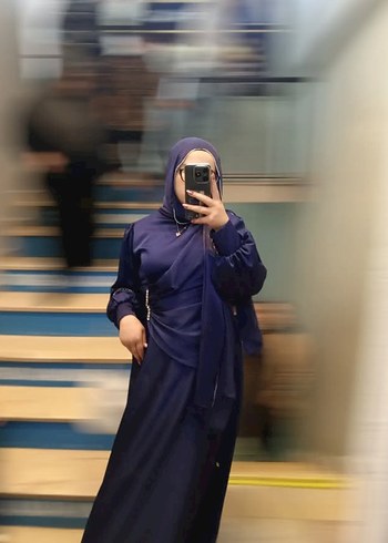42 Beden Uzun Kollu Lacivert Gotik Kadın Elbise