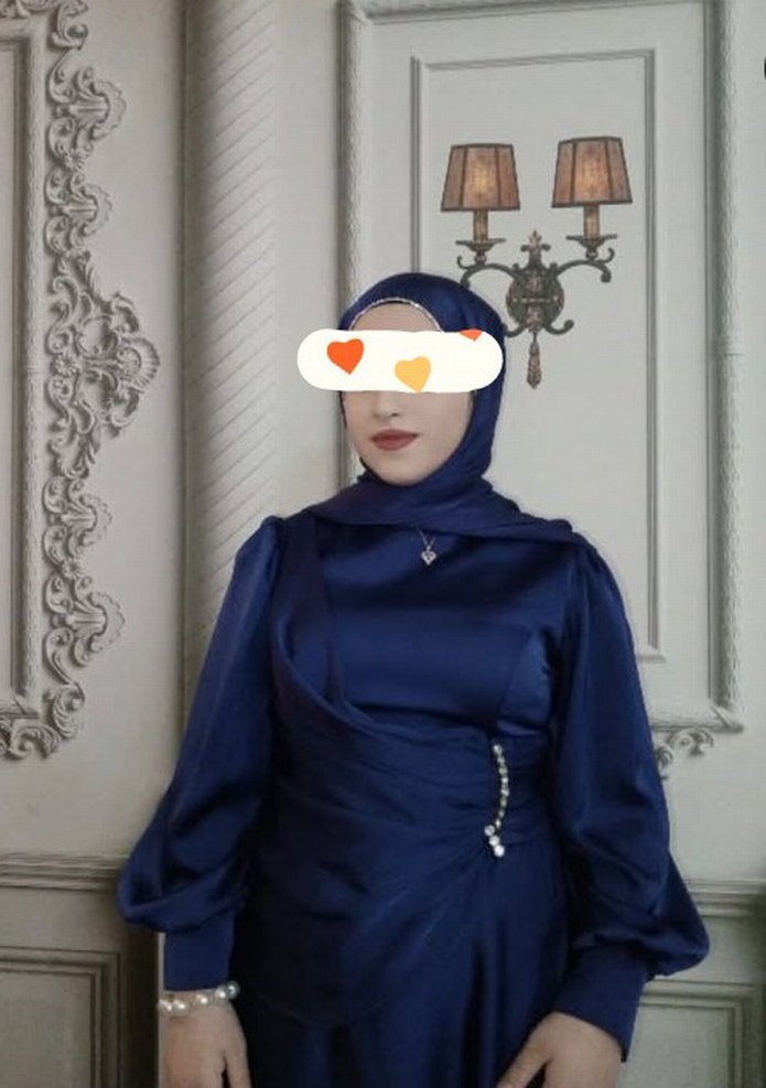 Uzun Kollu Lacivert Gotik Kadın Elbise - Görsel 5