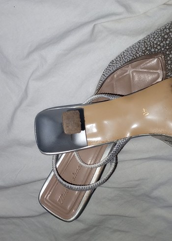 40 Beden Gri Simli Stiletto Kadın Abiye Ayakkabı