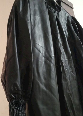 Kadın Siyah Deri Kuşaklı Uzun Elbise - Görsel 5