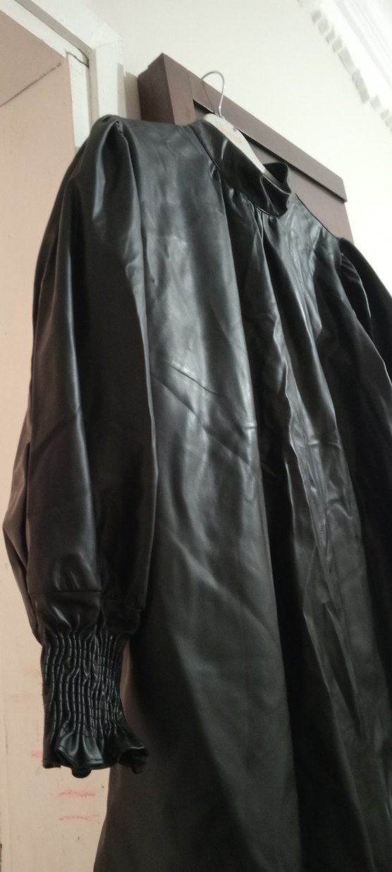 Kadın Siyah Deri Kuşaklı Uzun Elbise - Görsel 5