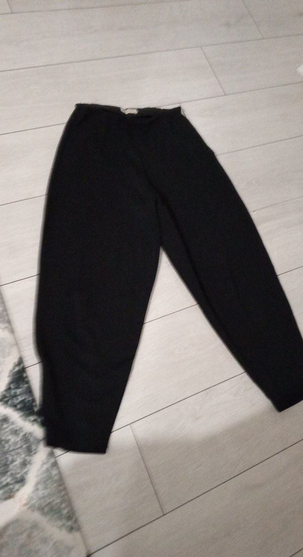 Siyah Rahat Kesim Midi Kadın Kumaş Pantolon - Görsel 3