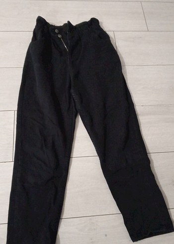 kız Siyah Düğmeli Bol Kesim Kot Pantolon - Görsel 2