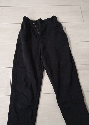 kız Siyah Düğmeli Bol Kesim Kot Pantolon - Görsel 3