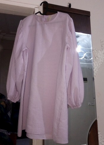 Pembe Piliseli Kadın Midi Tunik - Görsel 3