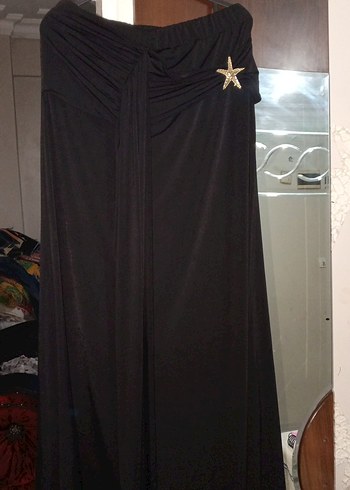 Drapeli Uzun Siyah Gotik Etek - Görsel 2