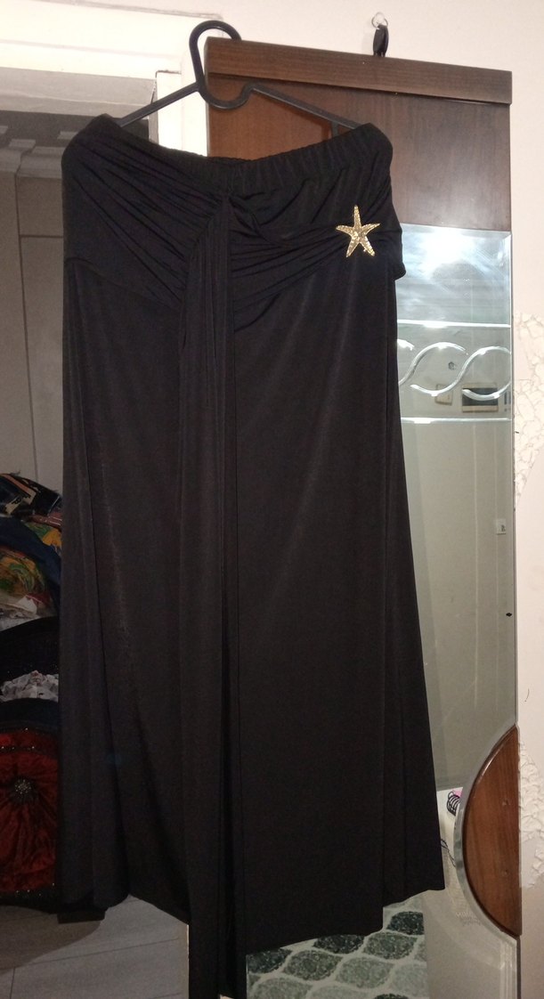 Drapeli Uzun Siyah Gotik Etek - Görsel 2