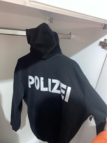 Diğer Erkek siyah polızeı sweatshirt kapüşonlu